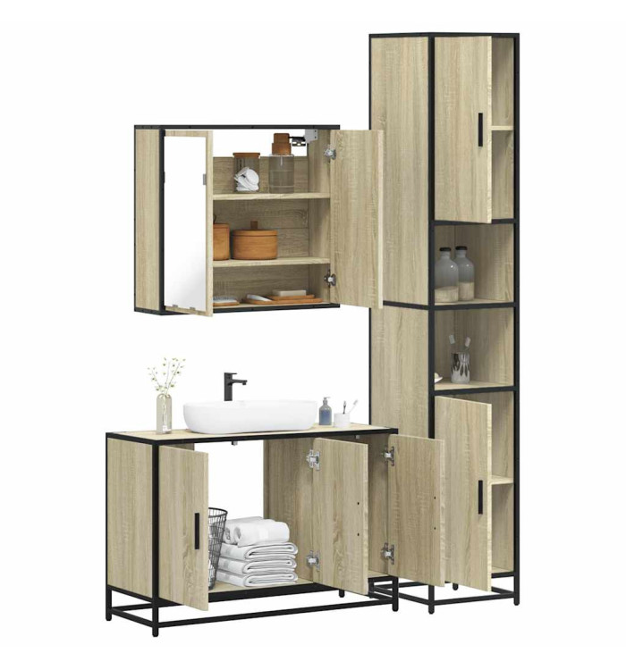 Ensemble de meubles de salle de bain 3 pcs chêne sonoma | Mobilier & Déco