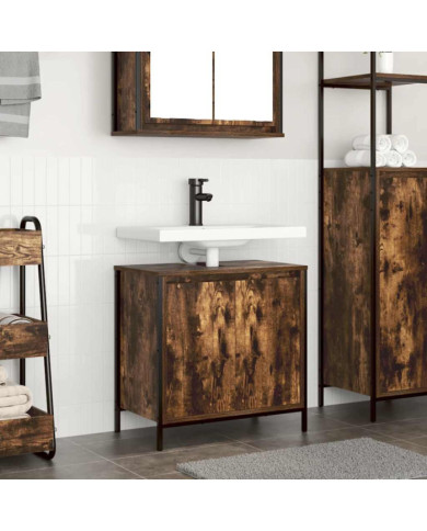 Meuble de salle de bain lavabo chêne fumé 60x34,5x60 cm | Mobilier & Déco