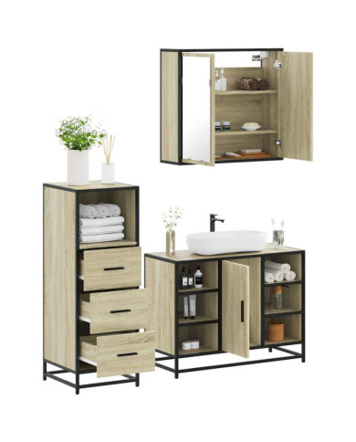 Ensemble de meubles de salle de bain 3 pcs chêne sonoma | Mobilier & Déco