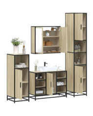 Ensemble de meubles de salle de bain 4 pcs chêne sonoma | Mobilier & Déco