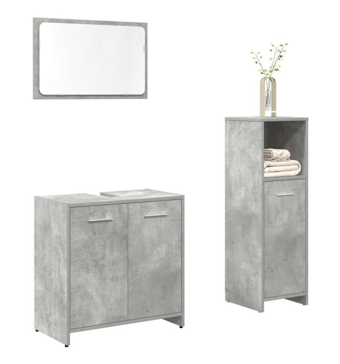 Ensemble de meubles de salle de bain 3 pcs gris béton | Mobilier & Déco