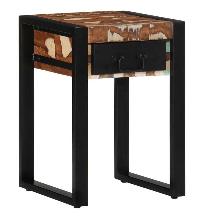 Table d'appoint multicolore 35x35x50cm bois massif récupération | Mobilier & Déco