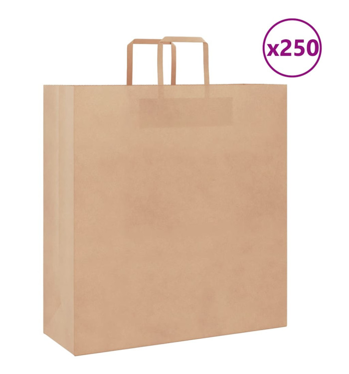 Sacs en papier 250 pcs avec poignées marron 45x17x48 cm | Mobilier & Déco