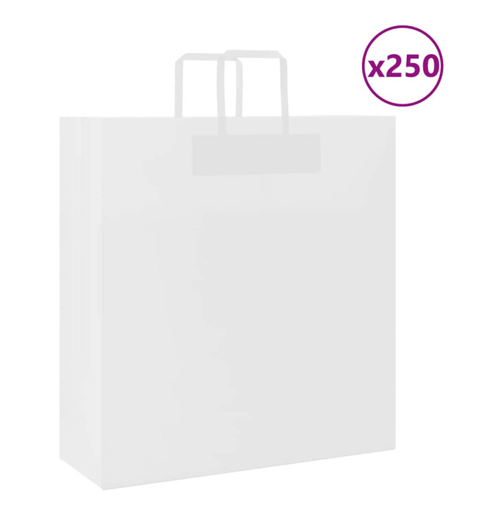Sacs en papier 250 pcs avec poignées blanc 45x17x48 cm | Mobilier & Déco