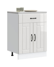 Armoire de cuisine Lucca blanc brillant bois ingénierie | Mobilier & Déco