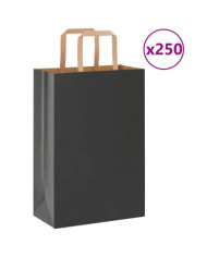 Sacs en papier 250 pcs avec poignées noir 21x11x31 cm | Mobilier & Déco