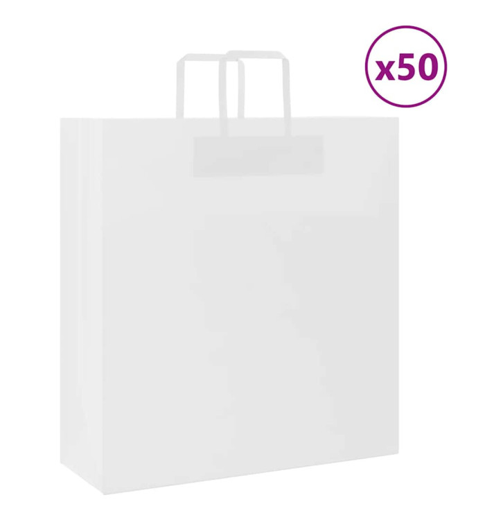 Sacs en papier 50 pcs avec poignées blanc 45x17x48 cm | Mobilier & Déco