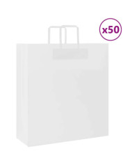 Sacs en papier 50 pcs avec poignées blanc 45x17x48 cm | Mobilier & Déco
