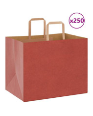 Sacs en papier 250 pcs avec poignées rouge 32x22x24 cm | Mobilier & Déco