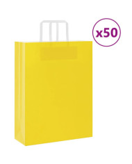 Sacs en papier 50 pcs avec poignées jaune 32x12x42 cm | Mobilier & Déco