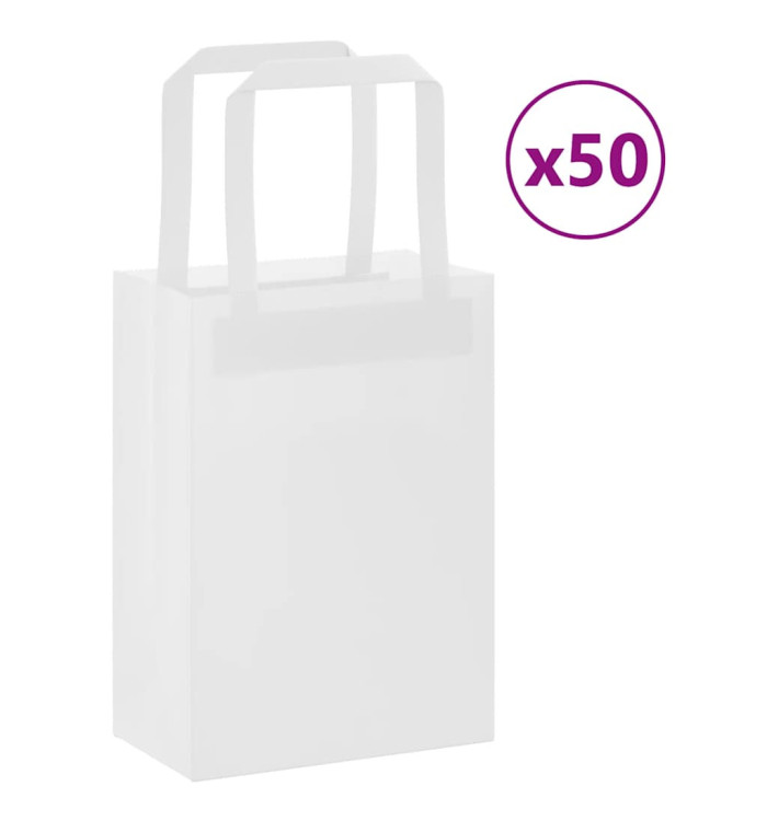 Sacs en papier 50 pcs avec poignées blanc 15x8x21 cm | Mobilier & Déco