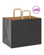 Sacs en papier 50 pcs avec poignées noir 32x22x24 cm | Mobilier & Déco