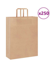 Sacs en papier 250 pcs avec poignées marron 32x12x42 cm | Mobilier & Déco