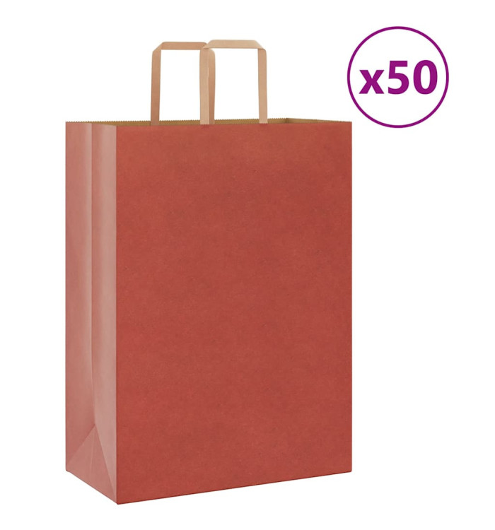 Sacs en papier 50 pcs avec poignées rouge 32x17x44 cm | Mobilier & Déco