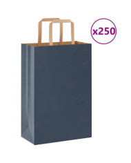 Sacs en papier 250 pcs avec poignées bleu 21x11x31 cm | Mobilier & Déco
