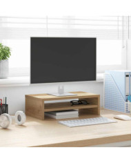 Support de moniteur chêne artisanal 42x24x13 cm bois ingénierie | Mobilier & Déco
