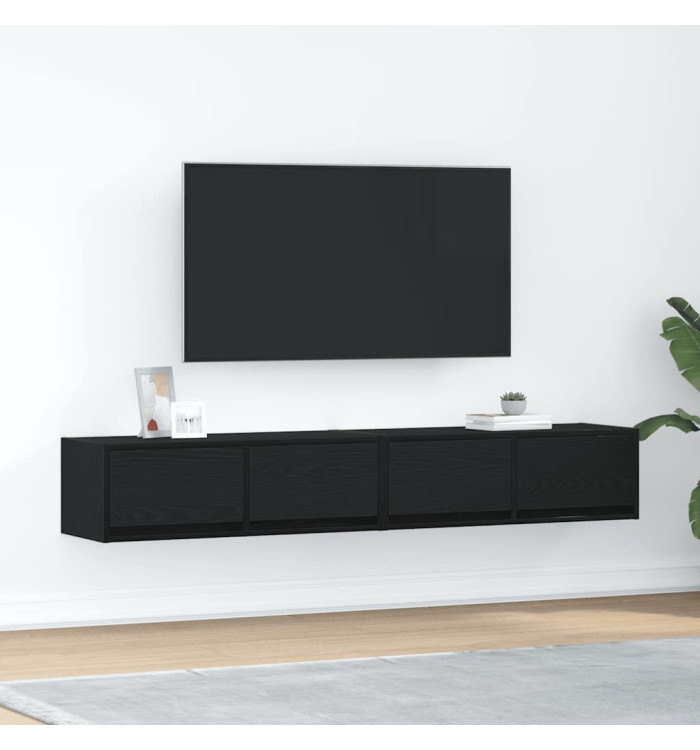 Meuble TV 2 pcs chêne noir 80x31x25,5 cm bois d'ingénierie | Mobilier & Déco