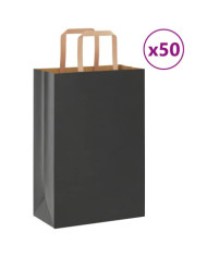 Sacs en papier 50 pcs avec poignées noir 21x11x31 cm | Mobilier & Déco