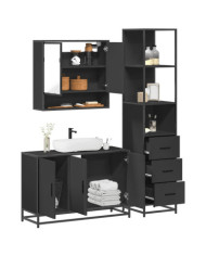 Ensemble de meubles salle de bain 3 pcs noir bois d'ingénierie | Mobilier & Déco