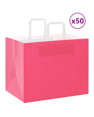 Sacs en papier 50 pcs avec poignées rose 32x22x24 cm | Mobilier & Déco