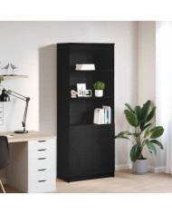 Buffet haut chêne noir 70x35x180 cm bois d'ingénierie | Mobilier & Déco