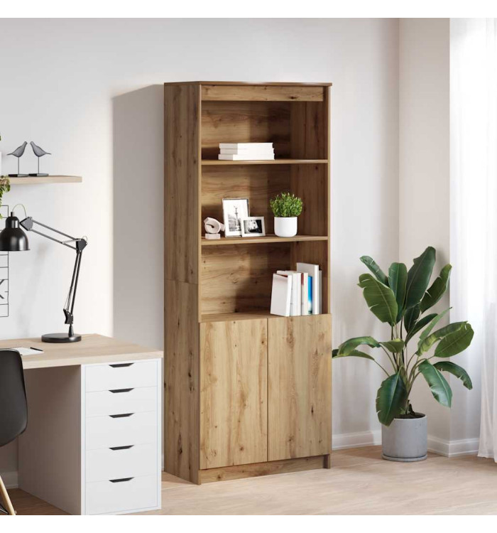Buffet haut chêne artisanal 70x35x180 cm bois d'ingénierie | Mobilier & Déco