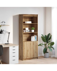 Buffet haut chêne artisanal 70x35x180 cm bois d'ingénierie | Mobilier & Déco