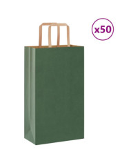 Sacs en papier 50 pcs avec poignées vert 21x11x36 cm | Mobilier & Déco
