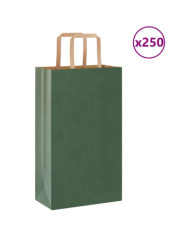 Sacs en papier 250 pcs avec poignées vert 21x11x36 cm | Mobilier & Déco