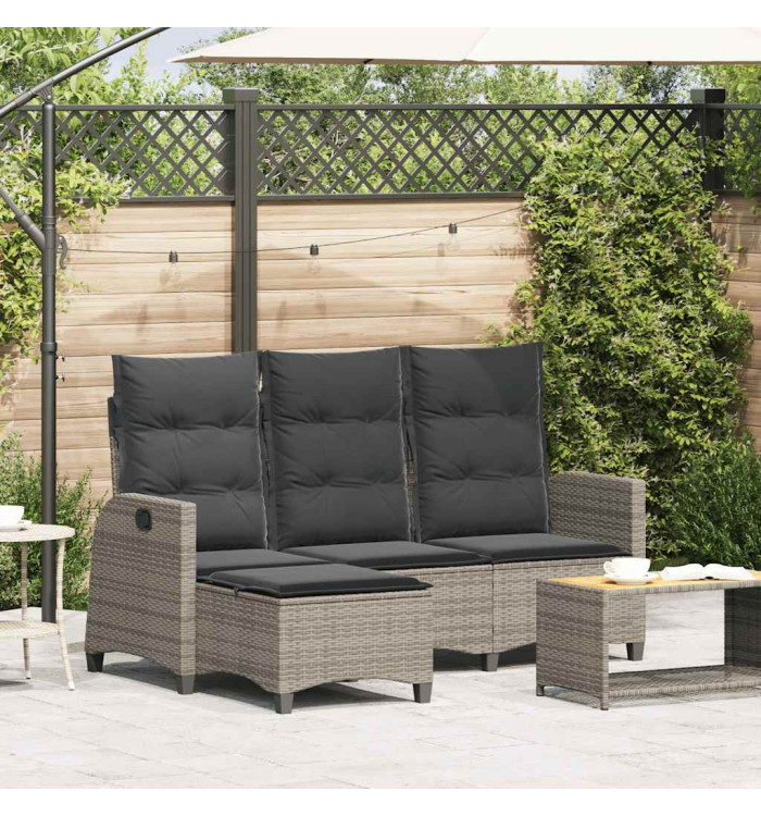 Canapé de jardin inclinable coussins forme de L gris polyrotin | Mobilier & Déco