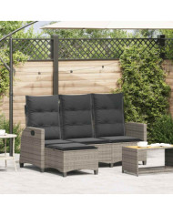 Canapé de jardin inclinable coussins forme de L gris polyrotin | Mobilier & Déco