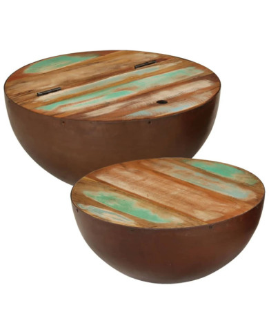 Tables basses en forme de bol 2 pcs bois de récupération massif | Mobilier & Déco