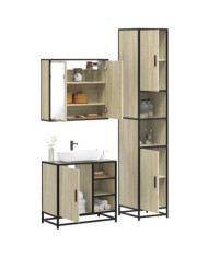 Ensemble de meubles de salle de bain 3 pcs chêne sonoma | Mobilier & Déco