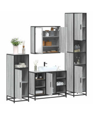 Ensemble de meubles de salle de bain 4 pcs sonoma gris | Mobilier & Déco