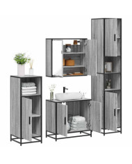 Ensemble de meubles de salle de bain 4 pcs sonoma gris | Mobilier & Déco