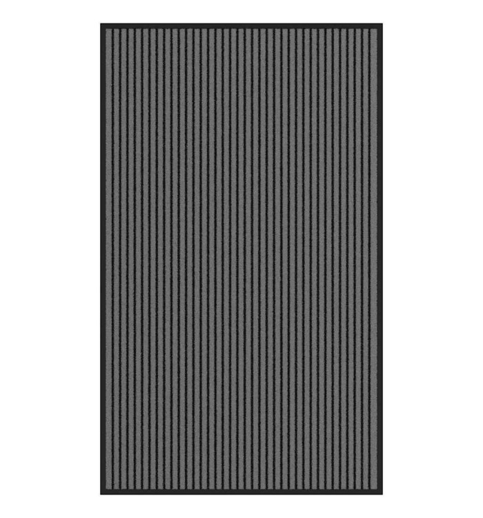 Paillasson noir et gris à rayures 90x150 cm | Mobilier & Déco