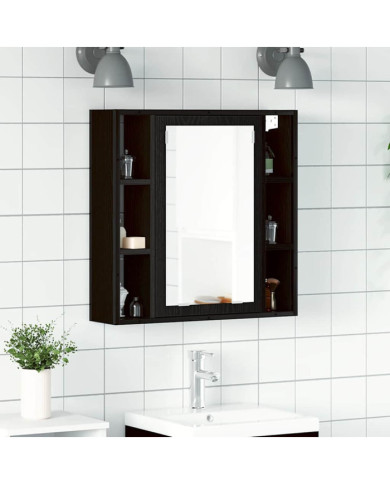 Armoire à miroir de salle de bain chêne noir bois ingénierie | Mobilier & Déco