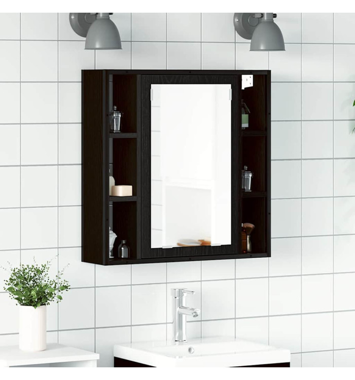 Armoire à miroir de salle de bain chêne noir bois ingénierie | Mobilier & Déco