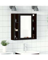 Armoire à miroir de salle de bain chêne noir bois ingénierie | Mobilier & Déco