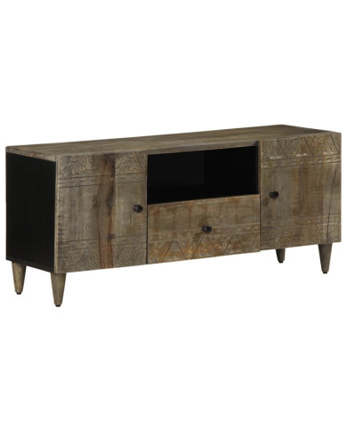 Meuble TV gris clair 105x33,5x46 cm bois massif de manguier | Mobilier & Déco