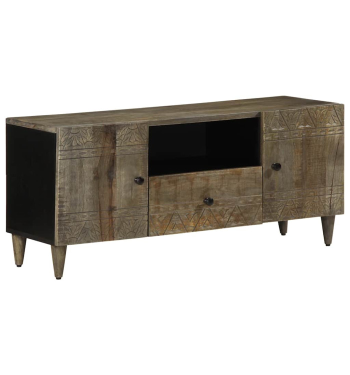 Meuble TV gris clair 105x33,5x46 cm bois massif de manguier | Mobilier & Déco