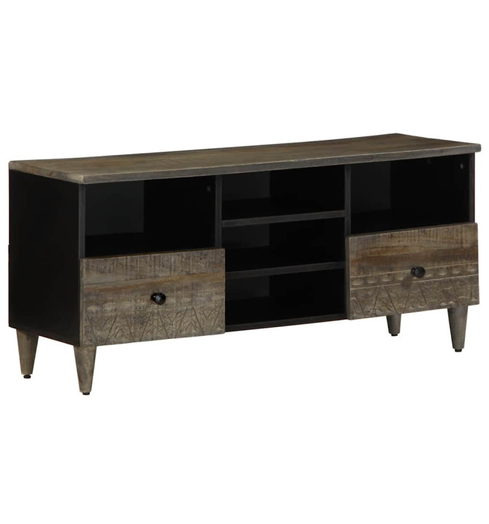 Meuble TV noir 100x33x46 cm bois massif de manguier | Mobilier & Déco