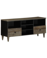 Meuble TV noir 100x33x46 cm bois massif de manguier | Mobilier & Déco