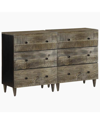 Buffets 2 pcs gris clair 60x33,5x75 cm bois de manguier massif | Mobilier & Déco