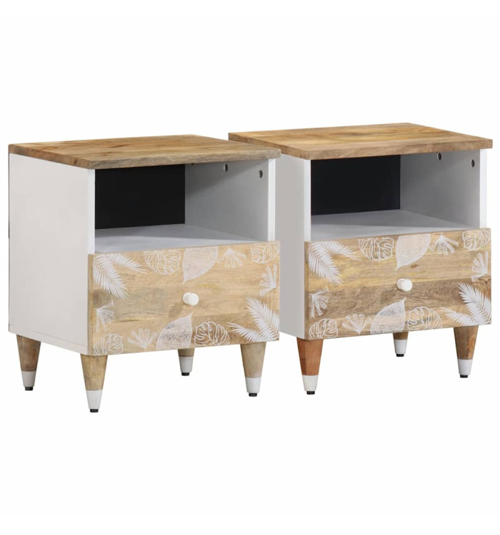 Tables de chevet 2 pcs 40x33x46 cm Bois de manguier solide | Mobilier & Déco