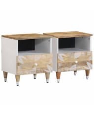 Tables de chevet 2 pcs 40x33x46 cm Bois de manguier solide | Mobilier & Déco