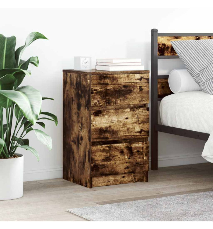 Tables de chevet avec 3 tiroirs 2 pcs chêne fumé 39x35x65 cm | Mobilier & Déco