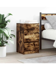 Tables de chevet avec 3 tiroirs 2 pcs chêne fumé 39x35x65 cm | Mobilier & Déco