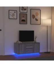 Meuble TV avec lumières LED sonoma gris 100x41x50 cm | Mobilier & Déco