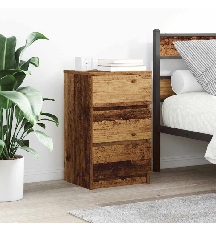 Tables de chevet avec 3 tiroirs 2 pcs vieux bois 39x35x65 cm | Mobilier & Déco